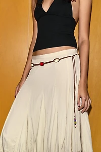 CORD BELT WITH BEADS AND STONES