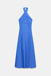 ROBE MI-LONGUE HALTER EN LIN