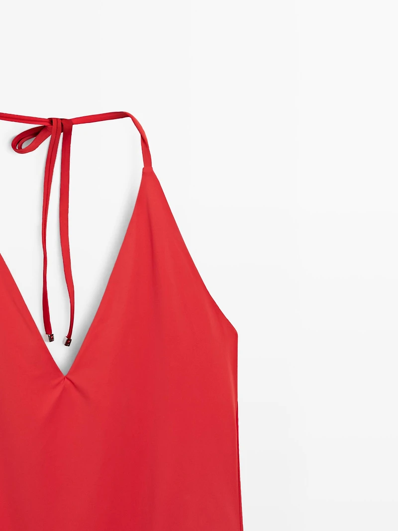 Halter V-neck swimsuit