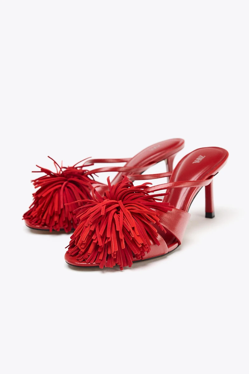 FRINGED HEELED SANDALS