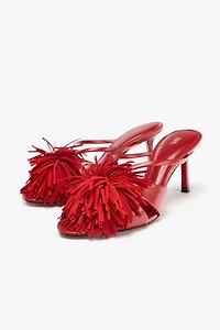 FRINGED HEELED SANDALS