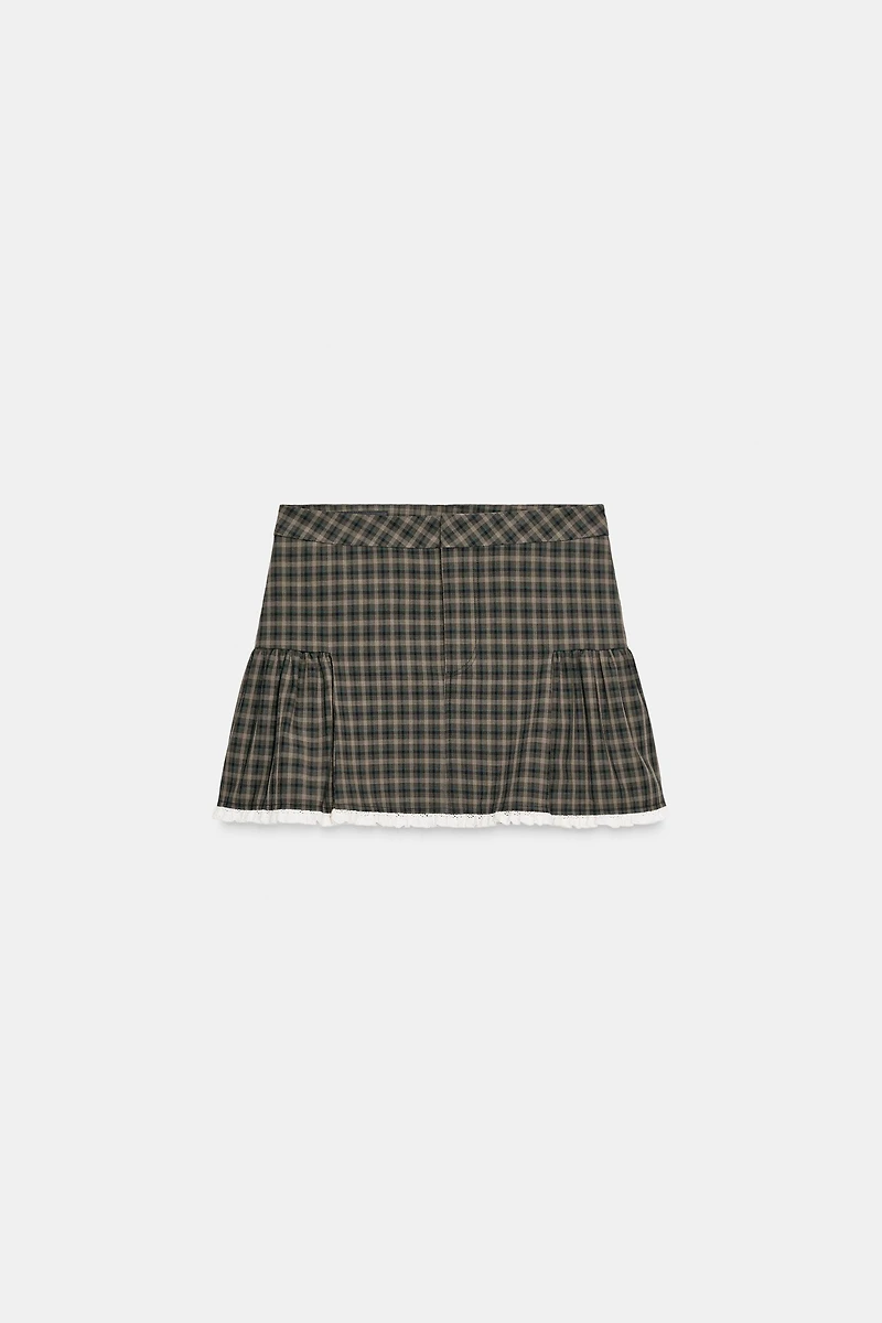 PLAID LACE MINI SKIRT