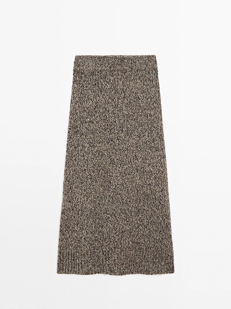 100% cashmere knit midi skirt