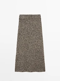 100% cashmere knit midi skirt
