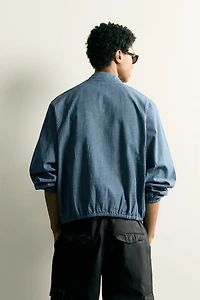 RELAXED FIT PLAID ZIP SHIRT