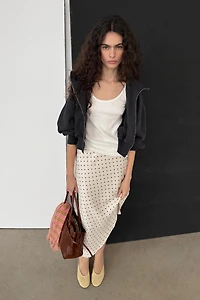 ASYMMETRIC POLKA DOT SATIN SKIRT
