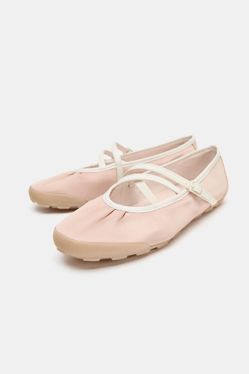 SATIN ATHLETIC BALLET FLATS