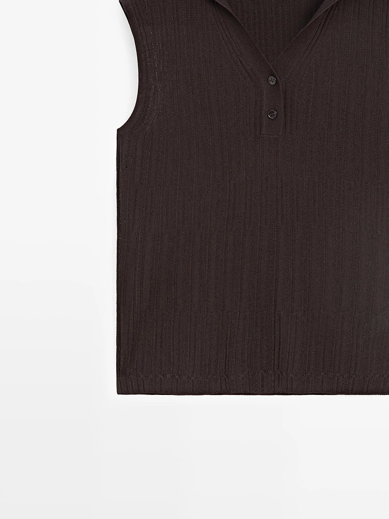 Semi-sheer flowing polo shirt