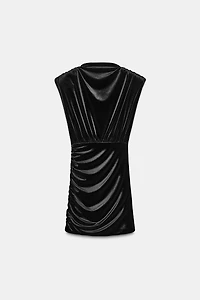 SHORT VELVET DRESS WITH SHOULDER PADS