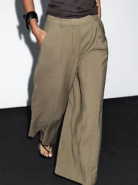 Wide-leg cropped trousers with darts