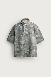 WASHED FLORAL PRINT RELAXED FIT SHIRT