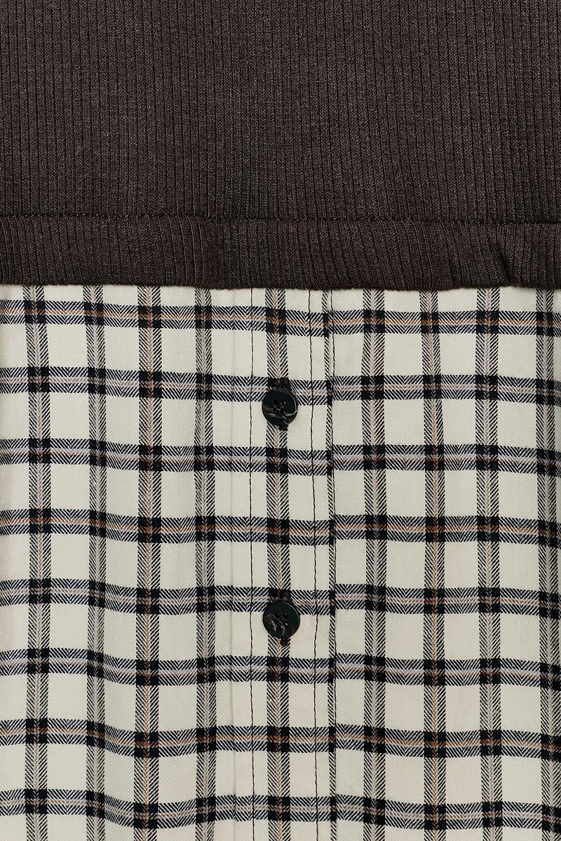 CONTRAST PLAID T-SHIRT