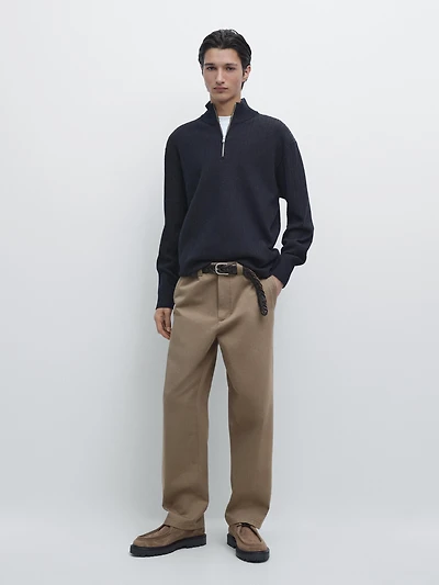 Pull en maille à col camionneur zipp