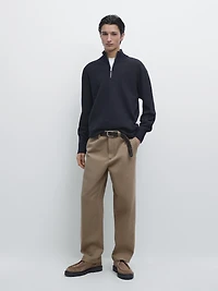 Pull en maille à col camionneur zipp