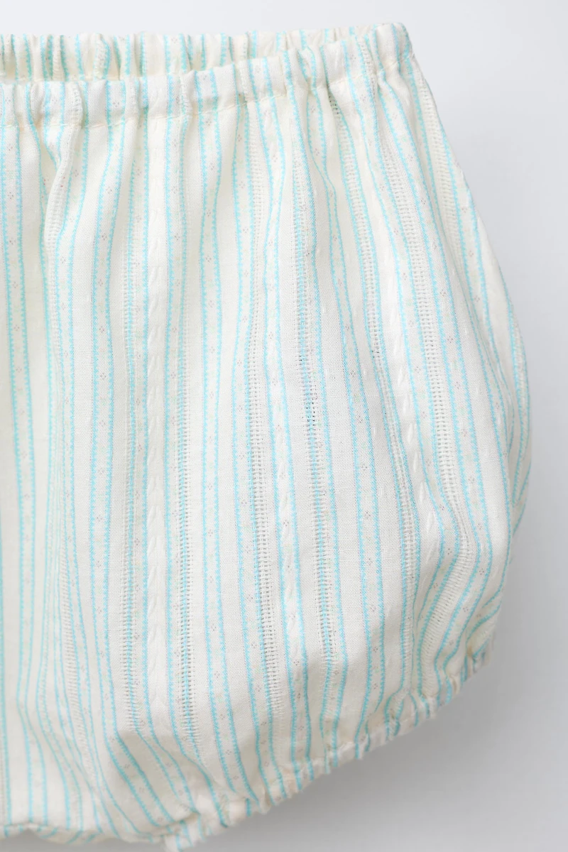 STRIPED JACQUARD SHIRT AND BLOOMERS SET
