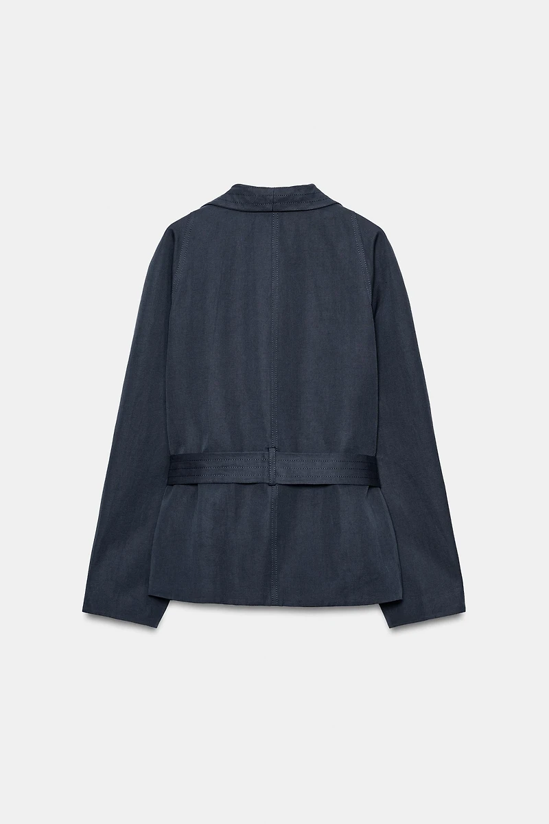 ZW COLLECTION LINEN BELTED BLAZER