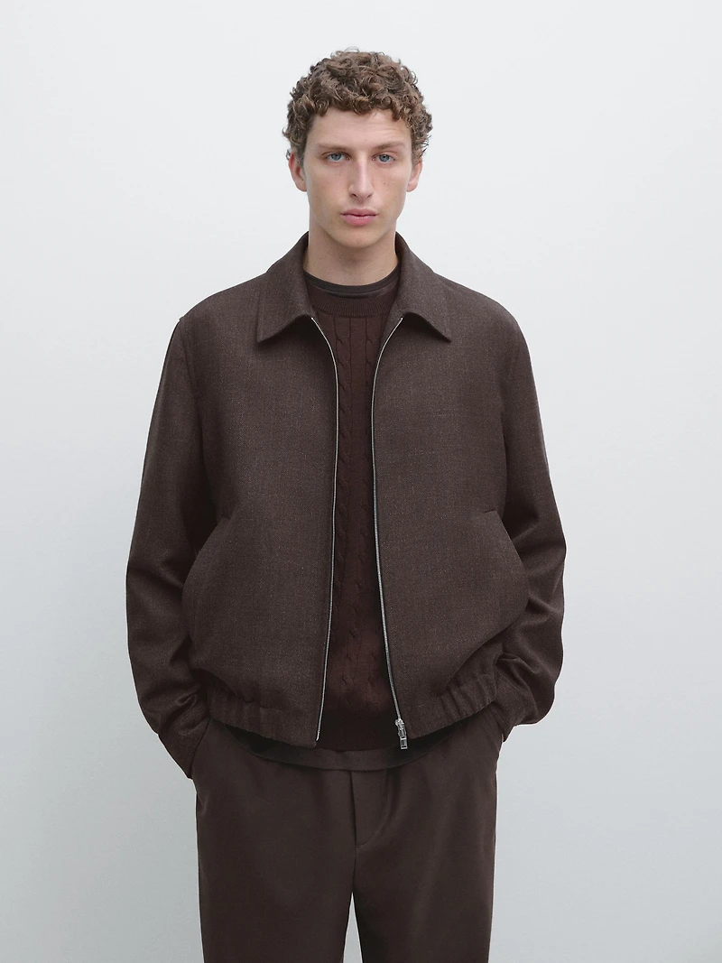 Blouson bomber en laine avec fermeture Éclair
