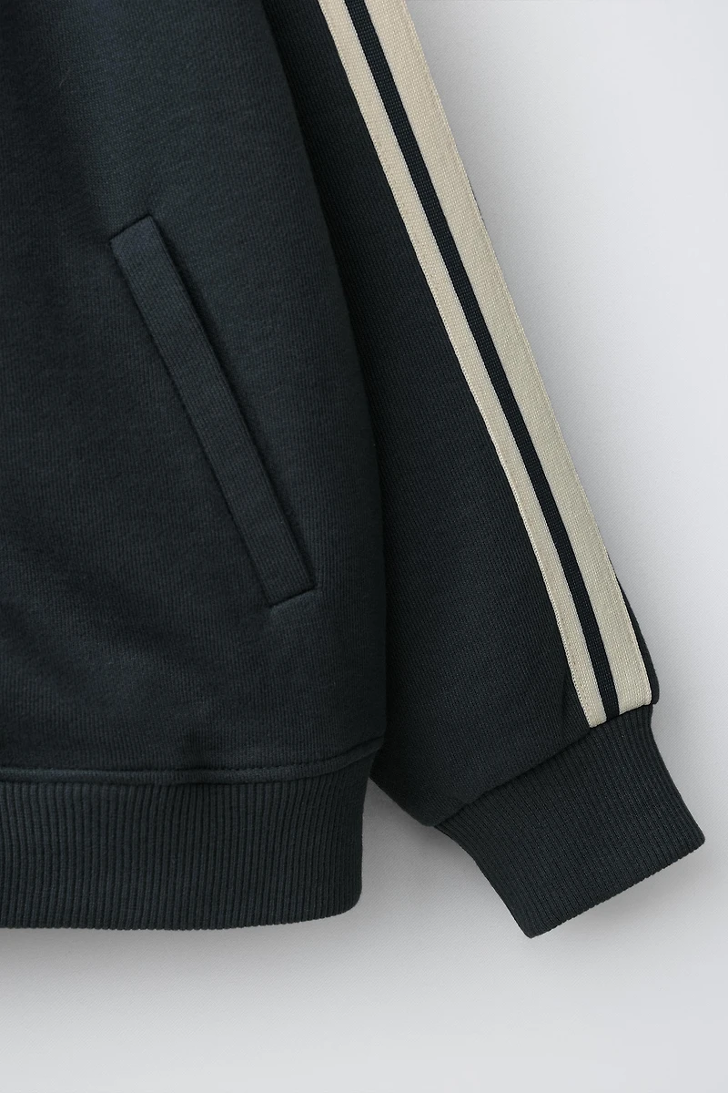 ZIP SWEATSHIRT AND WIDE LEG PANTS SET WITH CONTRAST STRIPES