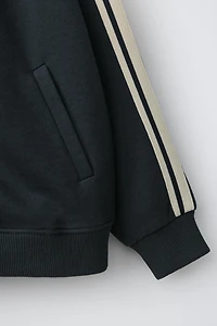ZIP SWEATSHIRT AND WIDE LEG PANTS SET WITH CONTRAST STRIPES