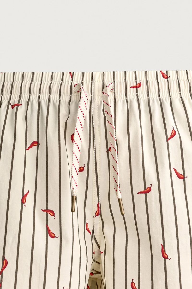CHILI STRIPE MID-LENGTH SWIMSUIT