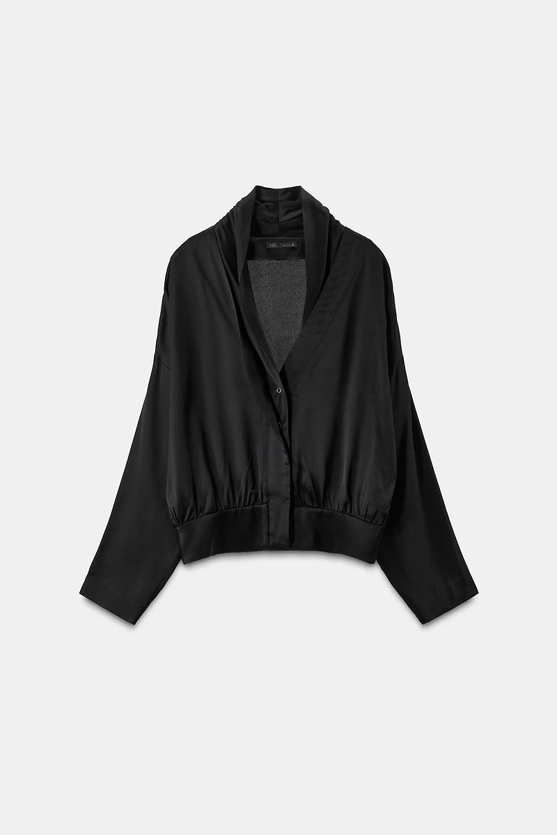 FLOWY SATIN EFFECT BLAZER SHIRT