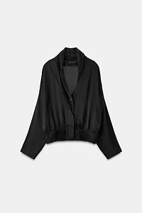 FLOWY SATIN EFFECT BLAZER SHIRT