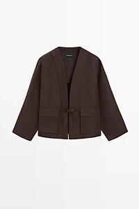 Cotton and linen pocket kimono