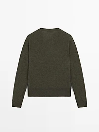 Wool blend knit V-neck sweater