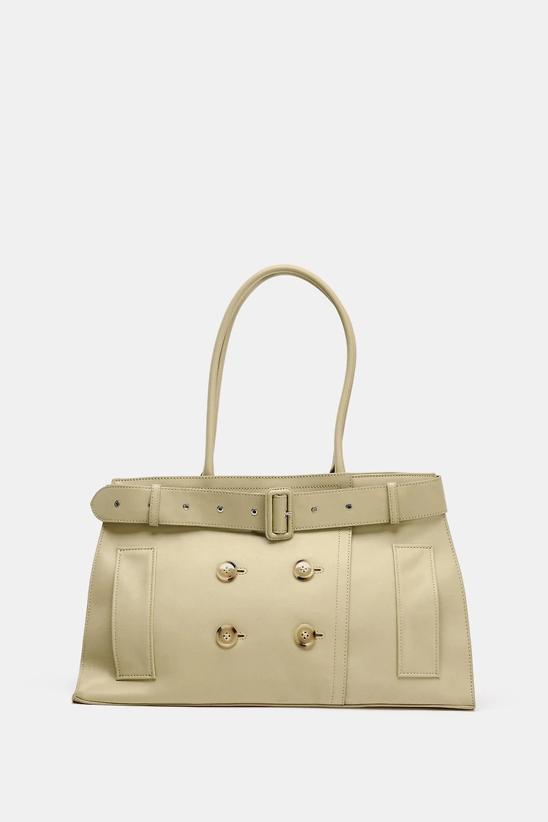 LEATHER CITY BAG WITH BELT DETAIL