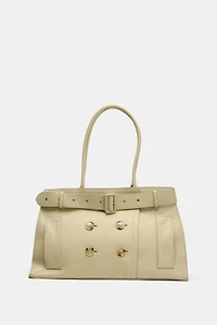 LEATHER CITY BAG WITH BELT DETAIL