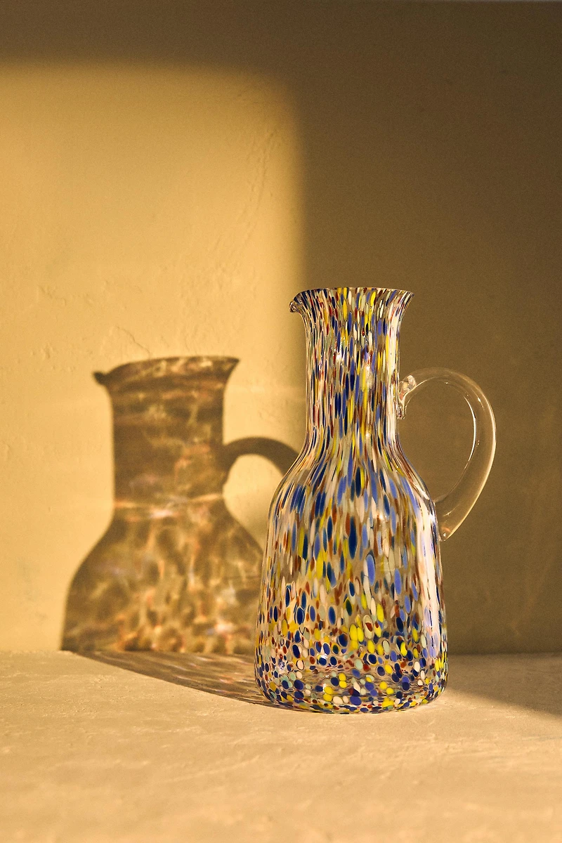 MULTICOLORED GLASS PITCHER