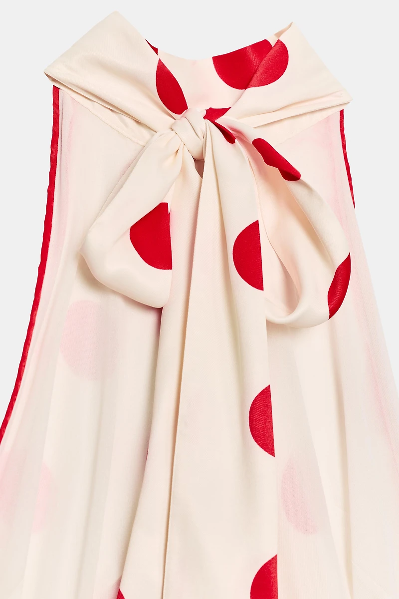 ROBE MI-LONGUE HALTER À POIS