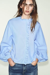 RUFFLED POPLIN BLOUSE