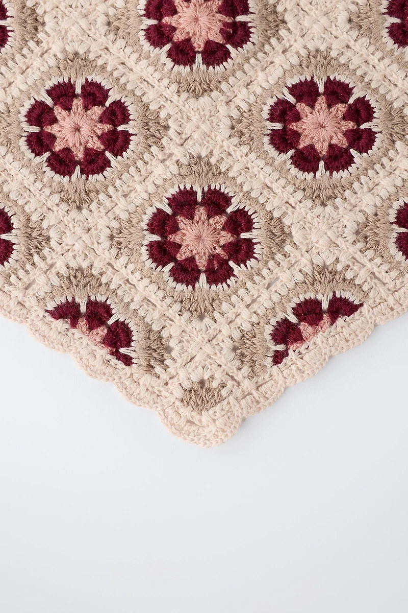 CROCHET FLOWER KNIT BANDANA