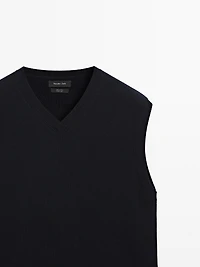 Veste sans manches en maille à col V
