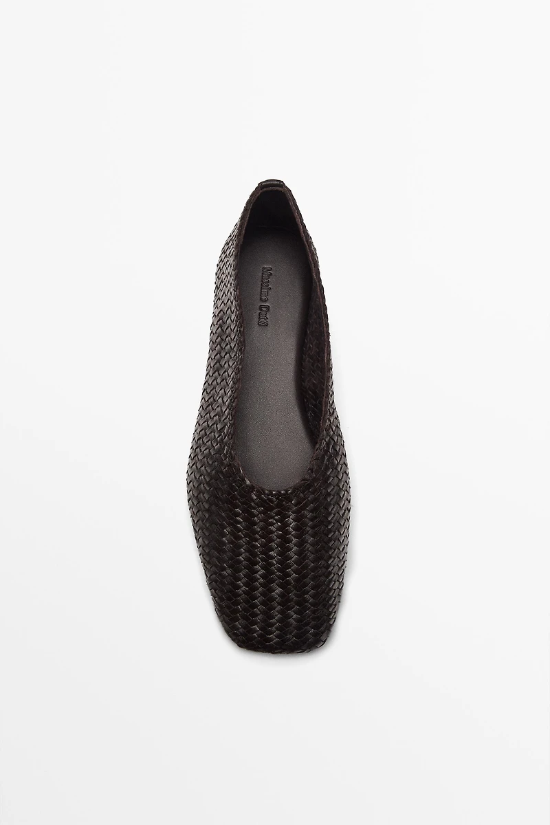 Braided leather ballet flats