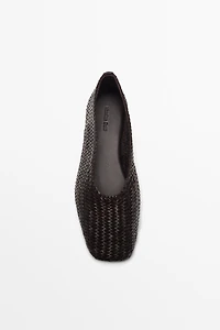 Braided leather ballet flats