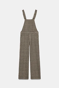 PLAID WOOL BLEND LONG JUMPSUIT