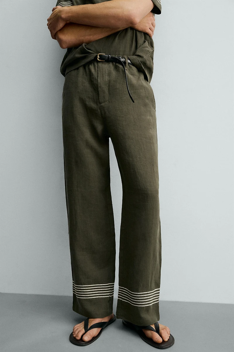 100% LINEN RELAXED FIT PANTS