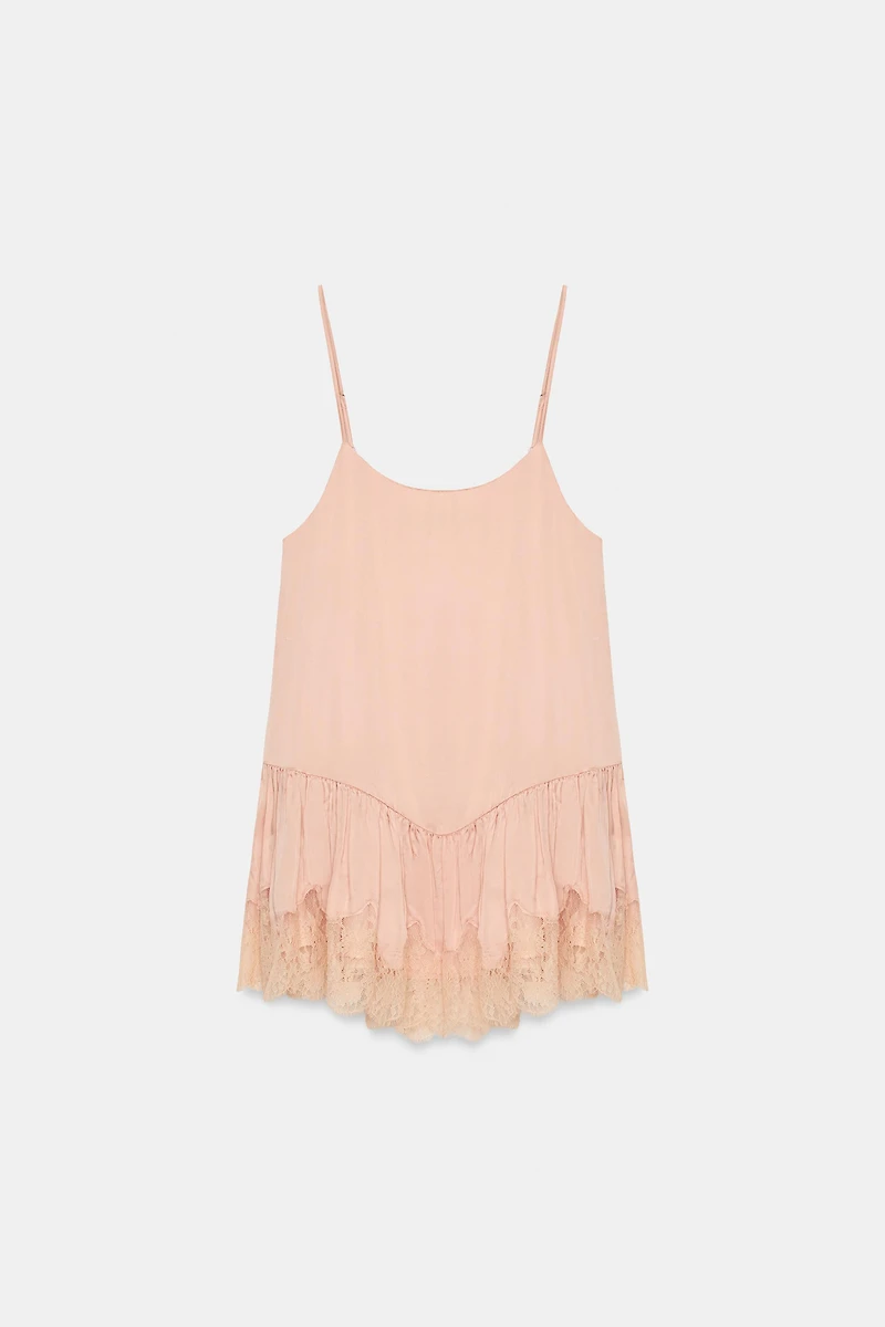 SATIN LACE SLIP DRESS