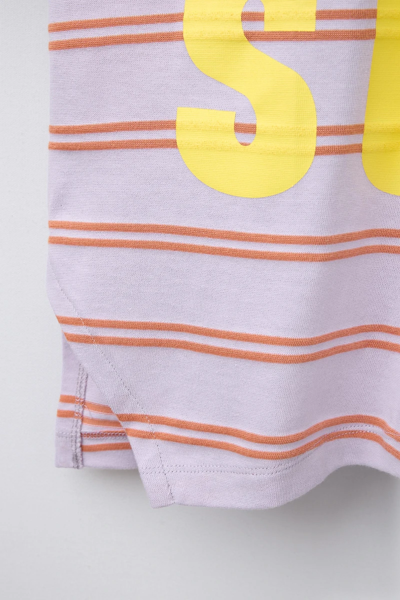 STRIPED AND TEXT T-SHIRT