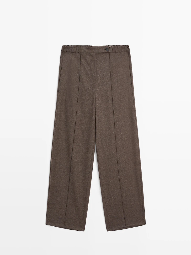 Pantalon barrel fit laine