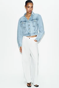 Z1975 CROPPED DENIM JACKET WITH SHOULDER PADS