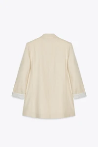 LINEN BLAZER WITH PRINTED CUFFS