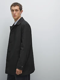 Water-repellent fabric trench coat
