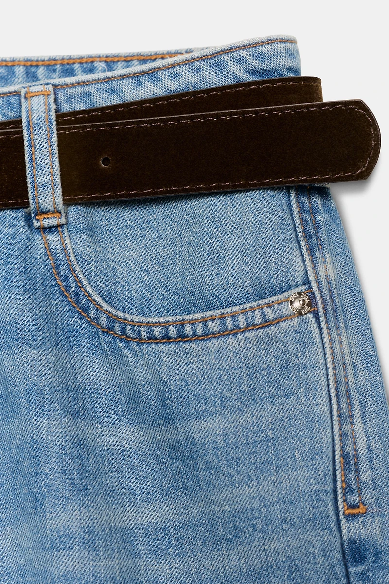 Z.08 WIDE LEG CROPPED BELTED JEANS