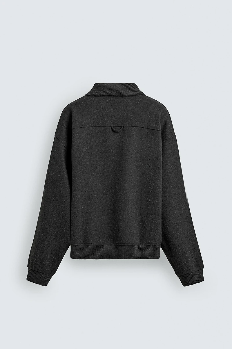 TEXTURED POLO SWEATSHIRT