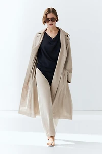 Cotton blend technical trench coat