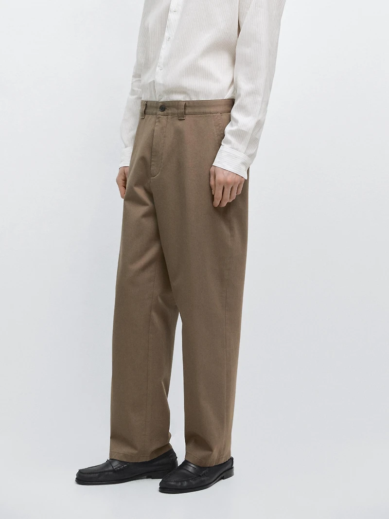Relaxed fit cotton trousers