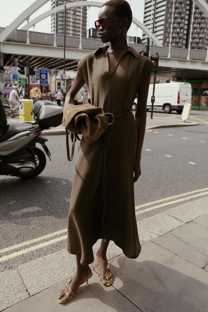 BELTED MIDI DRESS
